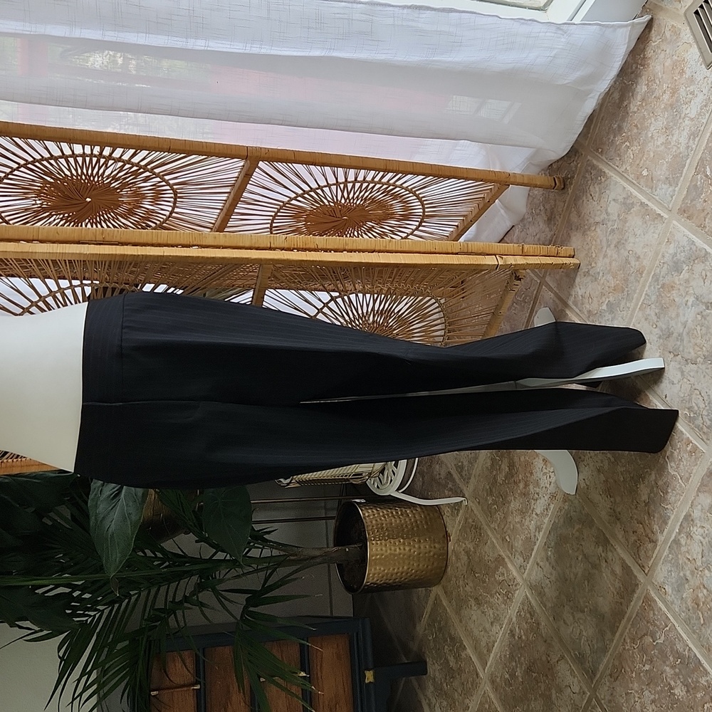 Antonio Melani wide-leg dress slacks, black pinstripe. Two sizes available. 8,10
